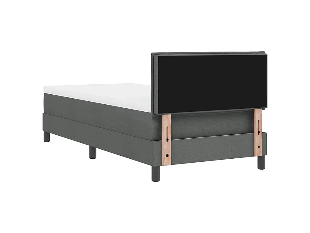 Lit à ressorts avec tête de lit Gris foncé 90 x 190 cm tissu