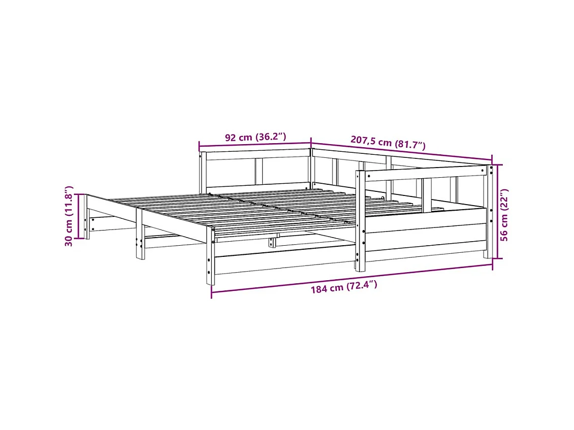 Slaapbank zonder matras 90x200 cm massief grenenhout