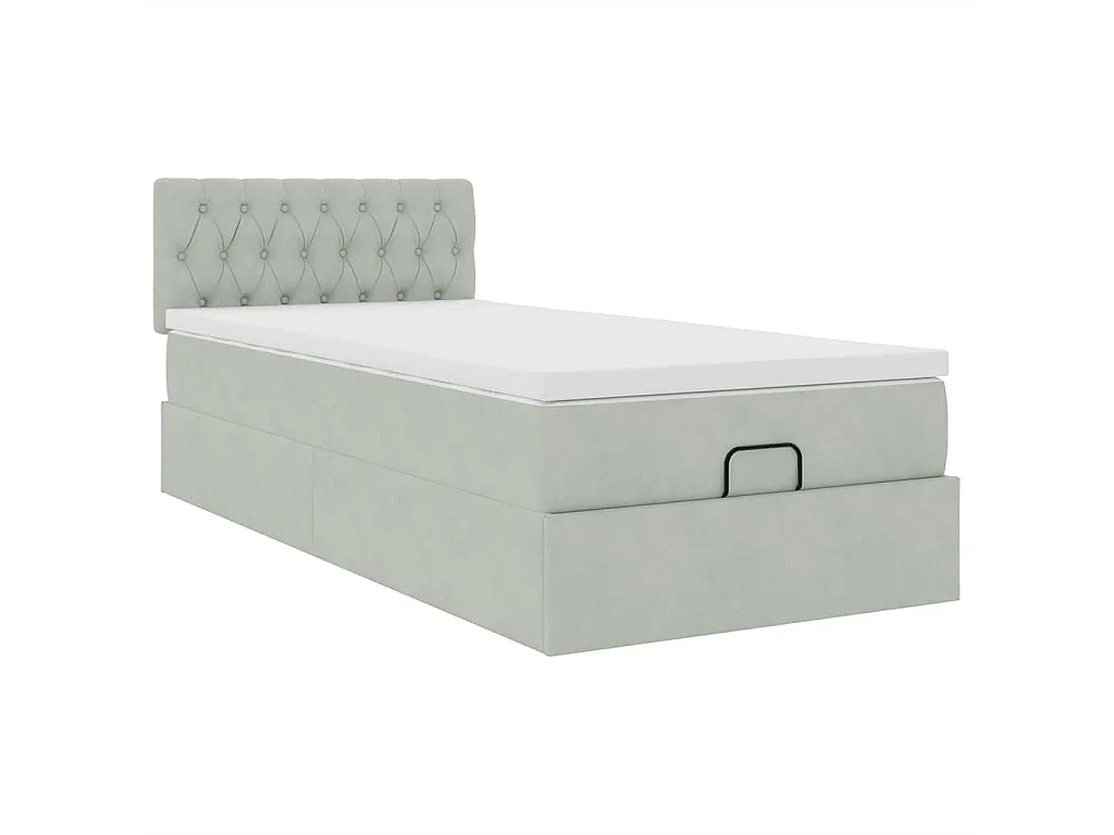 Ottoman bed met matras en LED's 90x190cm fluweel lichtgrijs