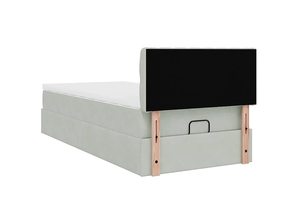 Ottoman bed met matras en LED's 90x190cm fluweel lichtgrijs