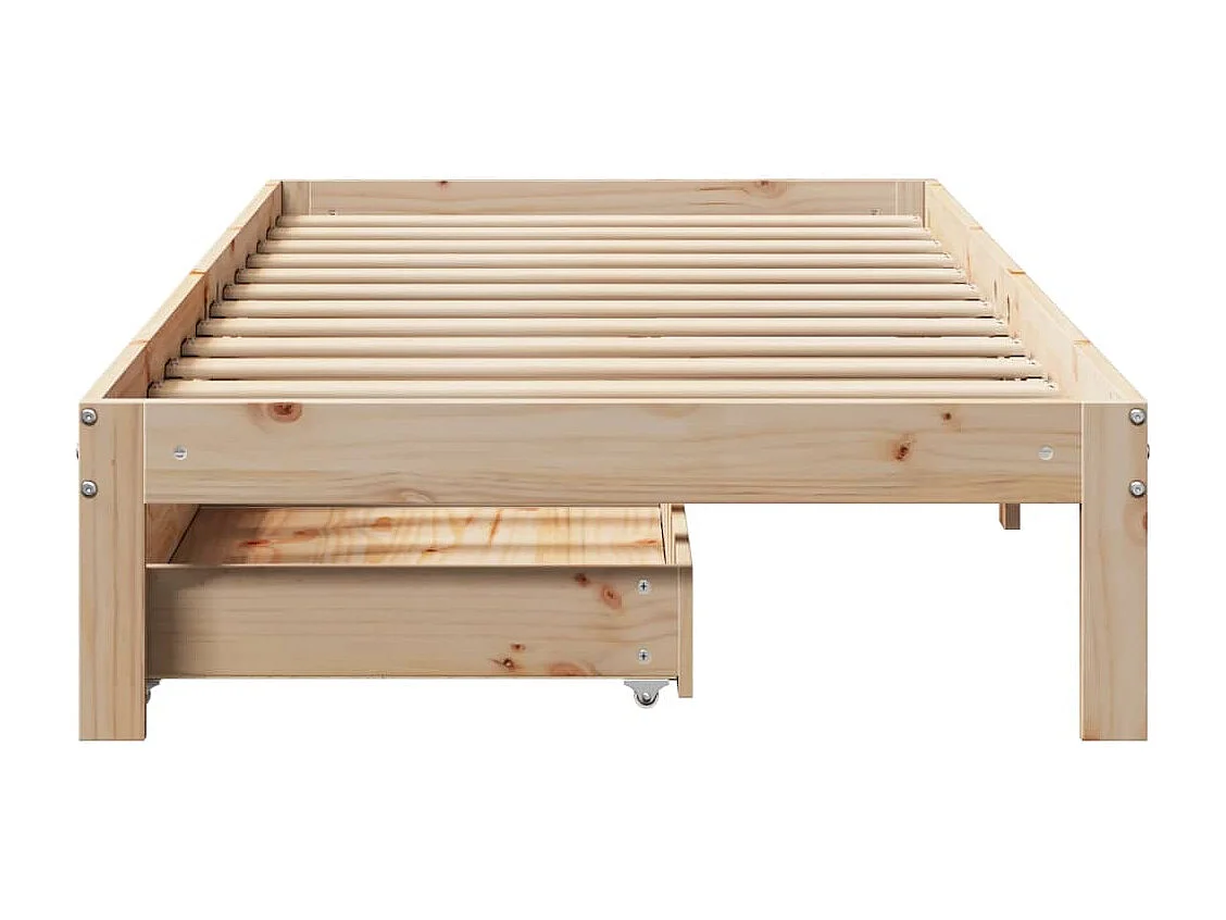Giroletto con Cassetti 90x200 cm in Legno Massello di Pino