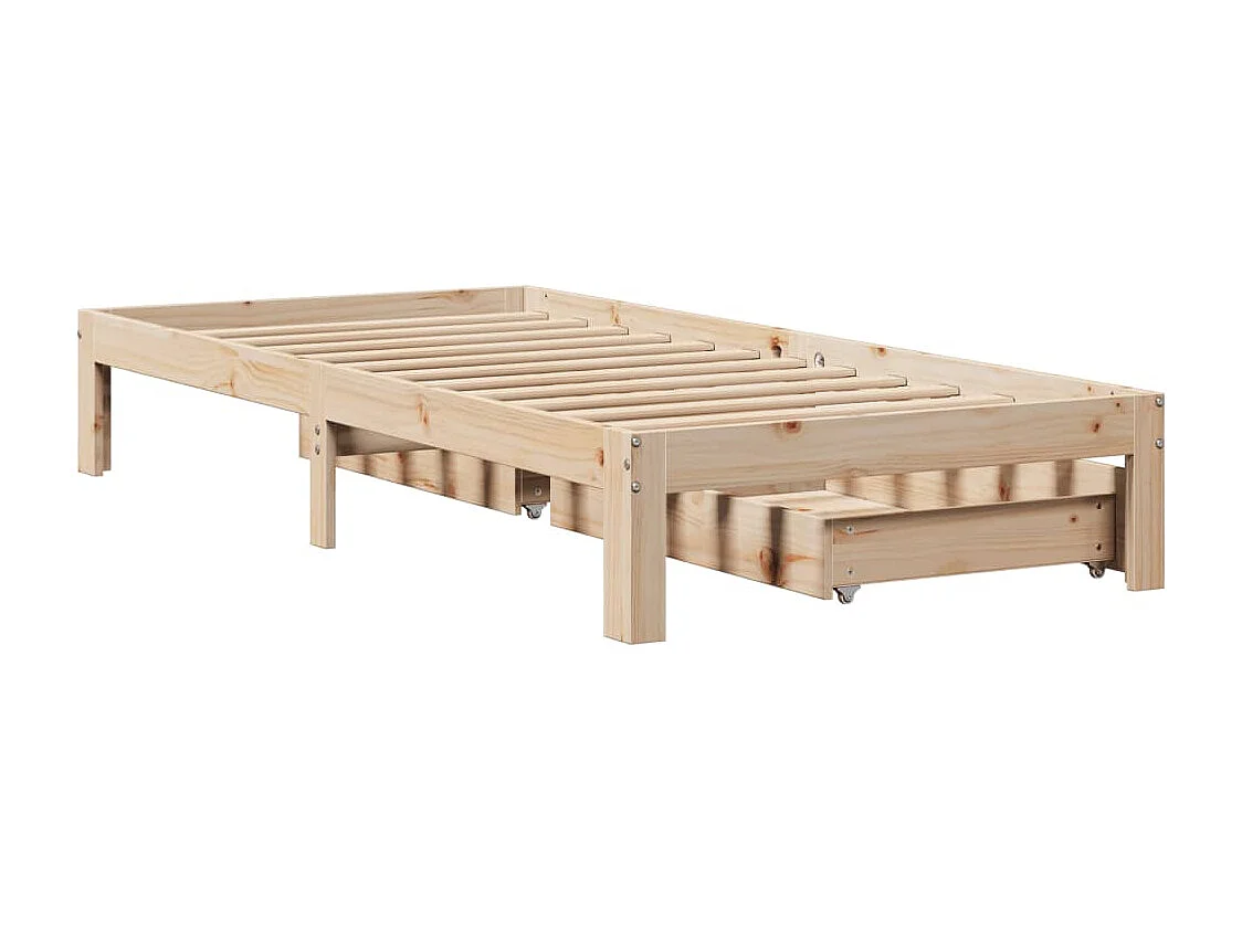 Giroletto con Cassetti 90x200 cm in Legno Massello di Pino