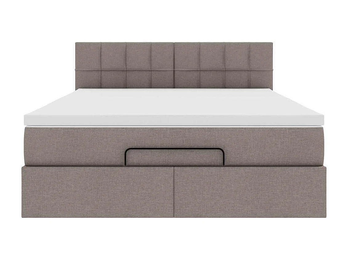 Cama otomana con colchón tela gris pardo 140x200 cm