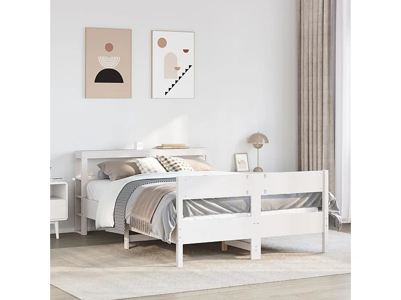 Letto senza Materasso Bianco 140x190 cm Legno Massello di Pino