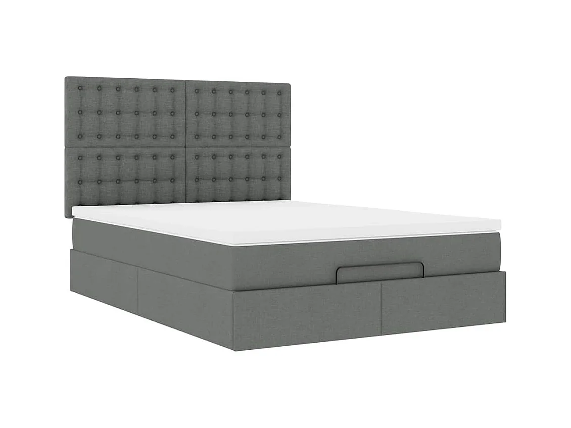 Ottoman-Bett mit Matratze & LEDs Dunkelgrau 140x190 cm Stoff
