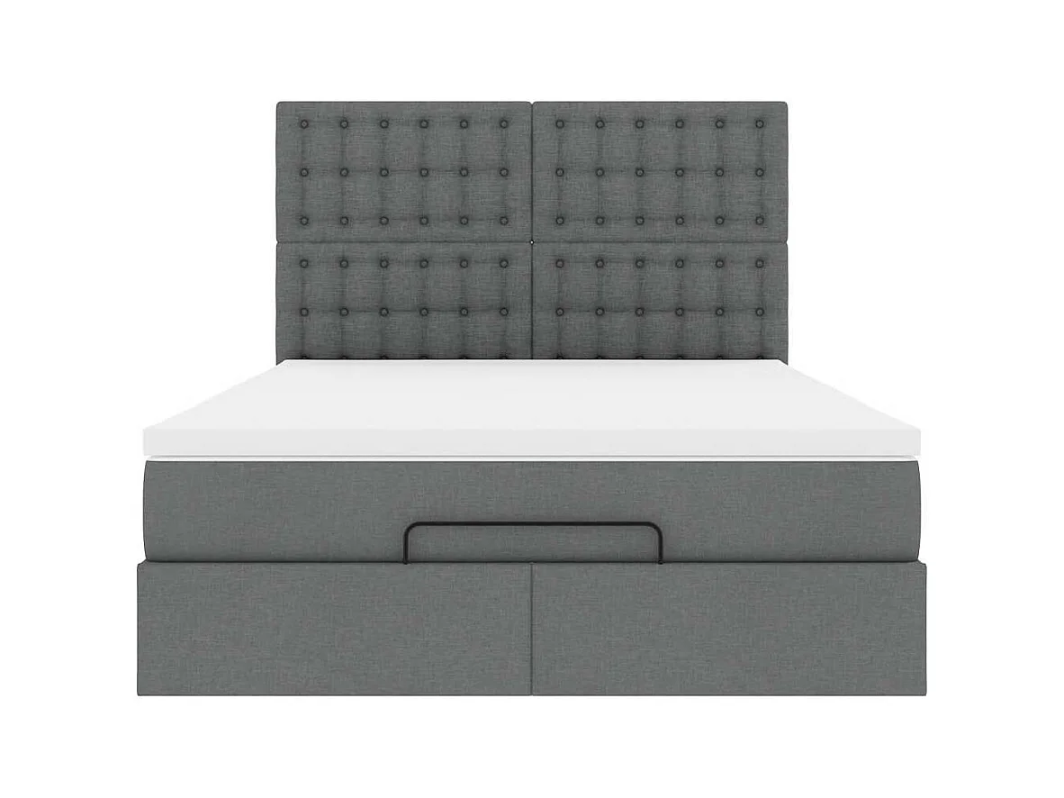 Ottoman-Bett mit Matratze & LEDs Dunkelgrau 140x190 cm Stoff