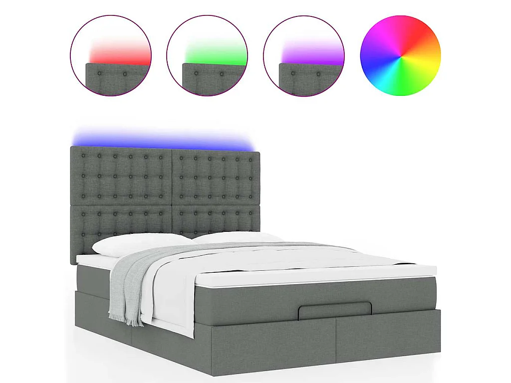 Estrutura de cama otomana com colchão 140x190cm cinzento escuro