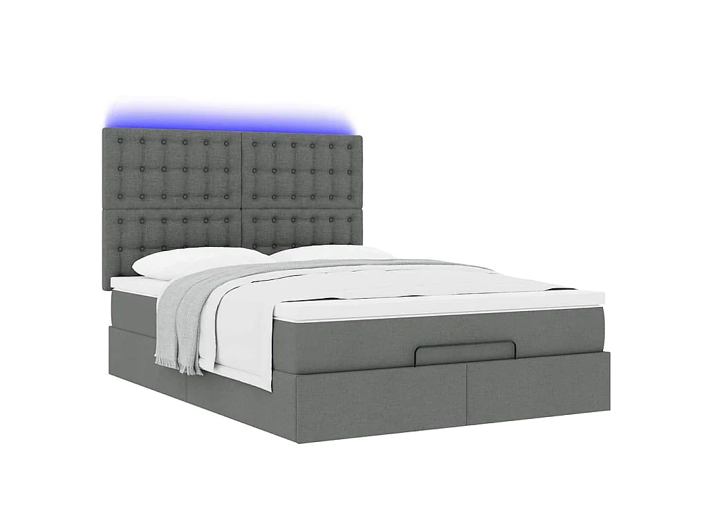 Estrutura de cama otomana com colchão 140x190cm cinzento escuro