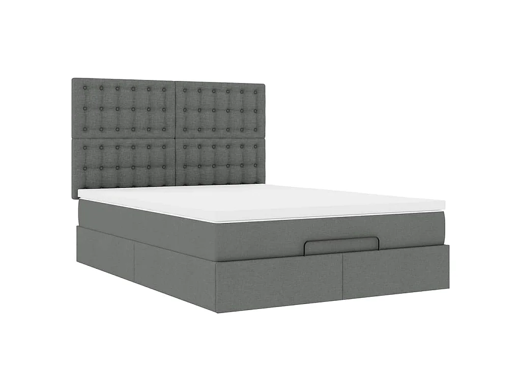 Estrutura de cama otomana com colchão 140x190cm cinzento escuro