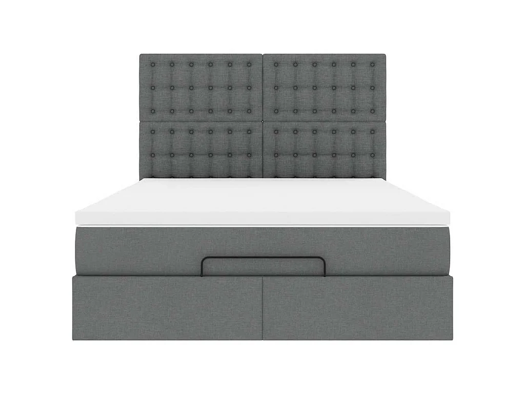 Estrutura de cama otomana com colchão 140x190cm cinzento escuro