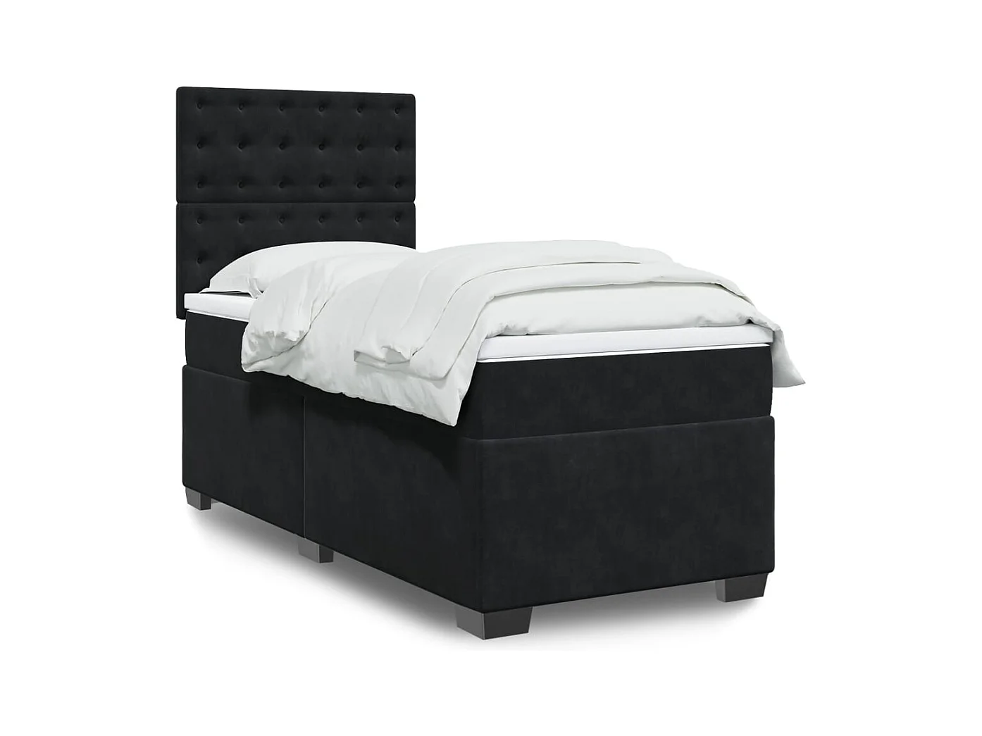 Giroletto a Molle con Materasso Nero 100x200 cm in Velluto