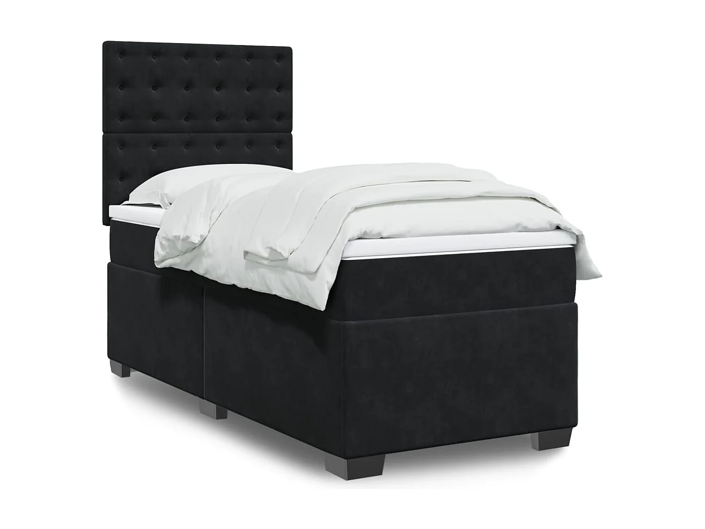 Boxspringbett mit Matratze Schwarz 100x200 cm Samt