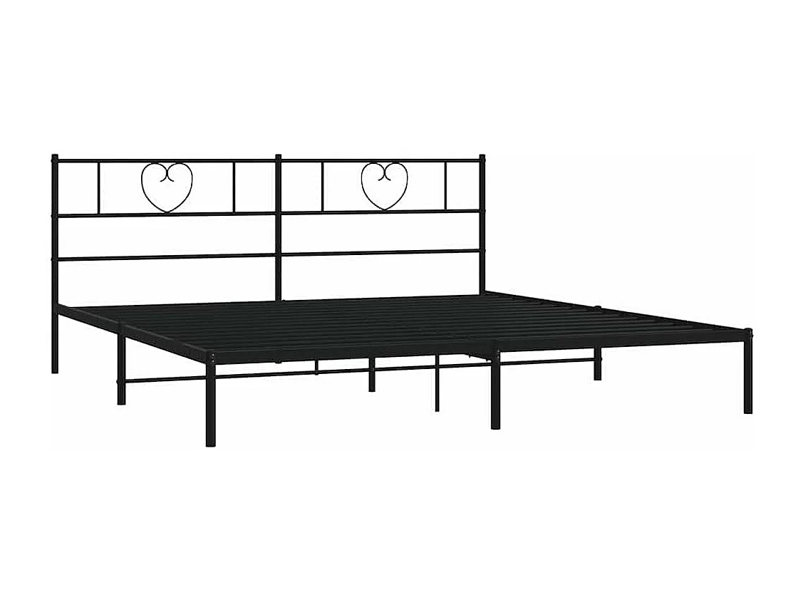 Bedframe met hoofdbord metaal zwart 180x200 cm