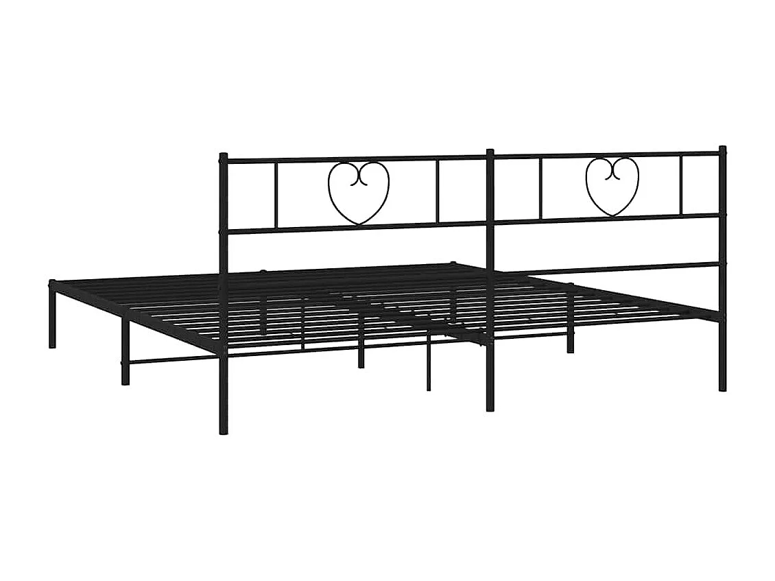Bedframe met hoofdbord metaal zwart 180x200 cm