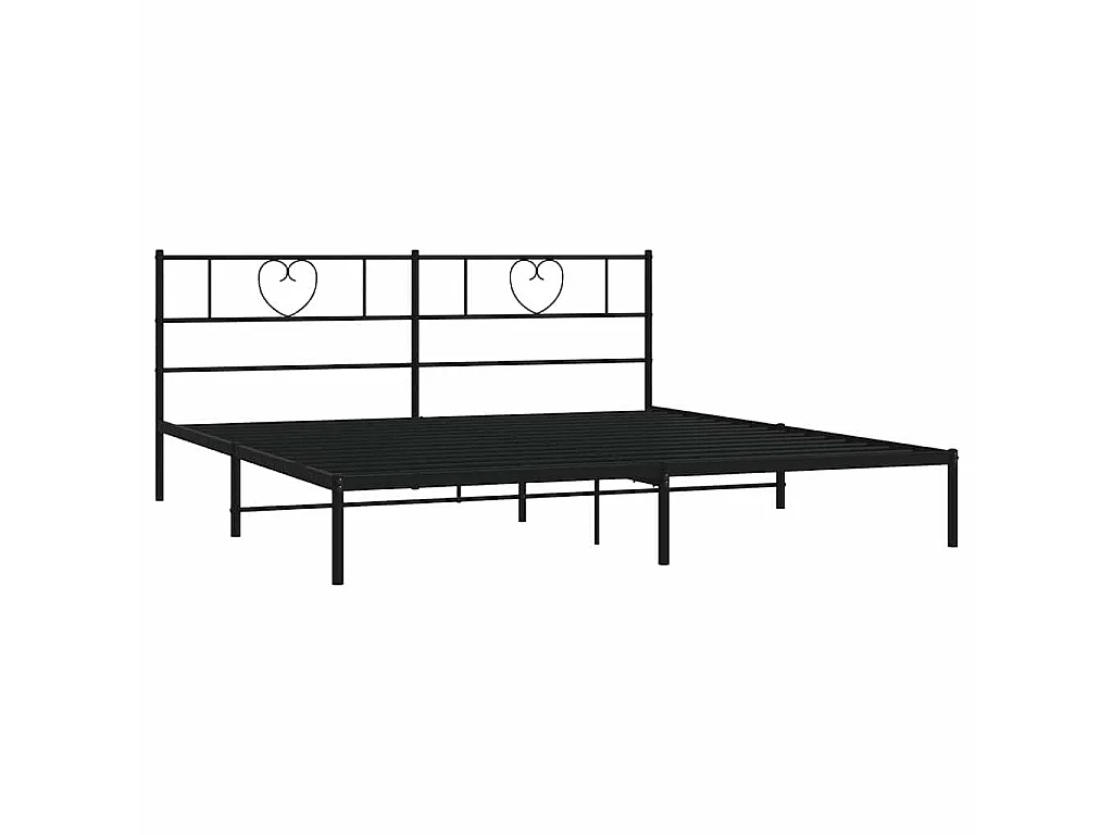 Cadre de lit métal sans matelas et tête de lit noir 180x200 cm