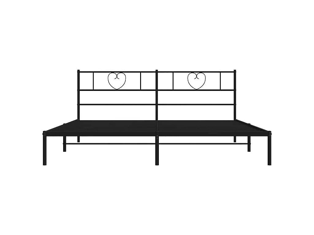 Cadre de lit métal sans matelas et tête de lit noir 180x200 cm
