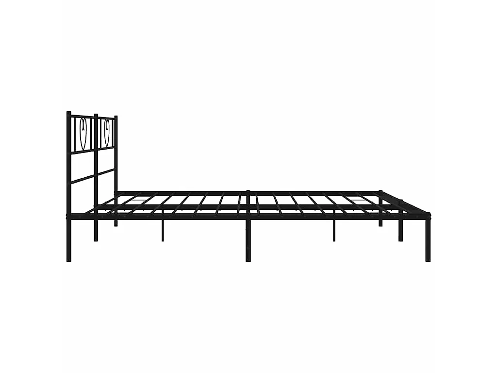 Cadre de lit métal sans matelas et tête de lit noir 180x200 cm