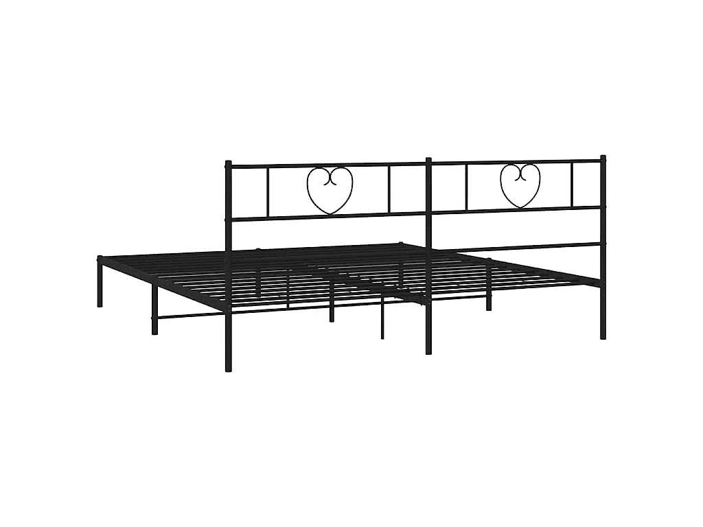 Cadre de lit métal sans matelas et tête de lit noir 180x200 cm