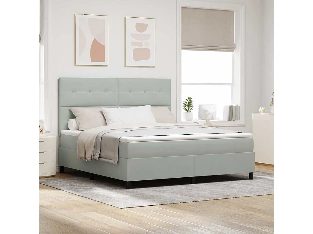 Boxspringbed met matras Lichtgrijs 180 x 200 cm Stof