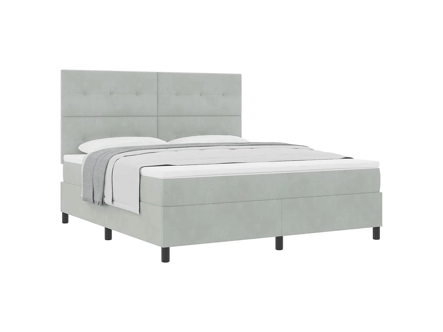 Boxspringbed met hoofdeinde Lichtgrijs 180 x 200 cm Fluweel