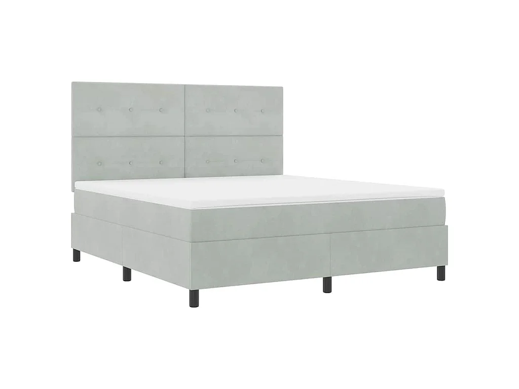 Boxspringbed met hoofdeinde Lichtgrijs 180 x 200 cm Fluweel