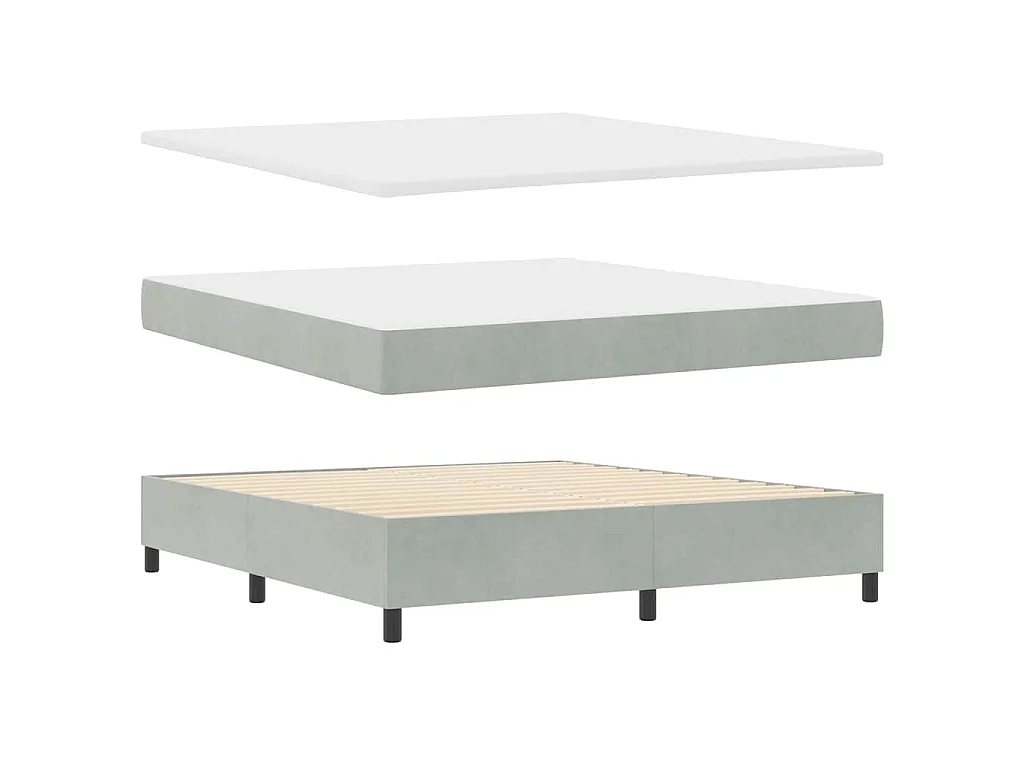 Boxspringbed met hoofdeinde Lichtgrijs 180 x 200 cm Fluweel