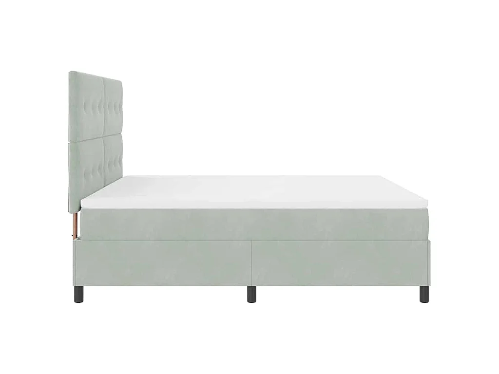 Boxspringbed met hoofdeinde Lichtgrijs 180 x 200 cm Fluweel