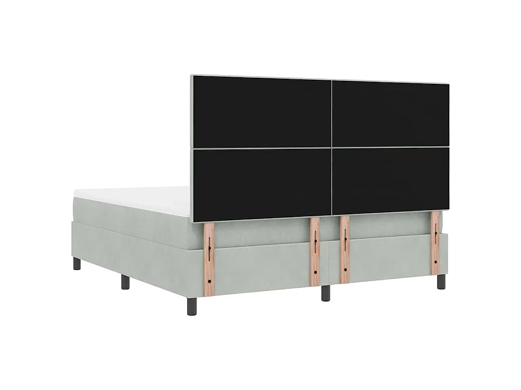 Boxspringbed met hoofdeinde Lichtgrijs 180 x 200 cm Fluweel