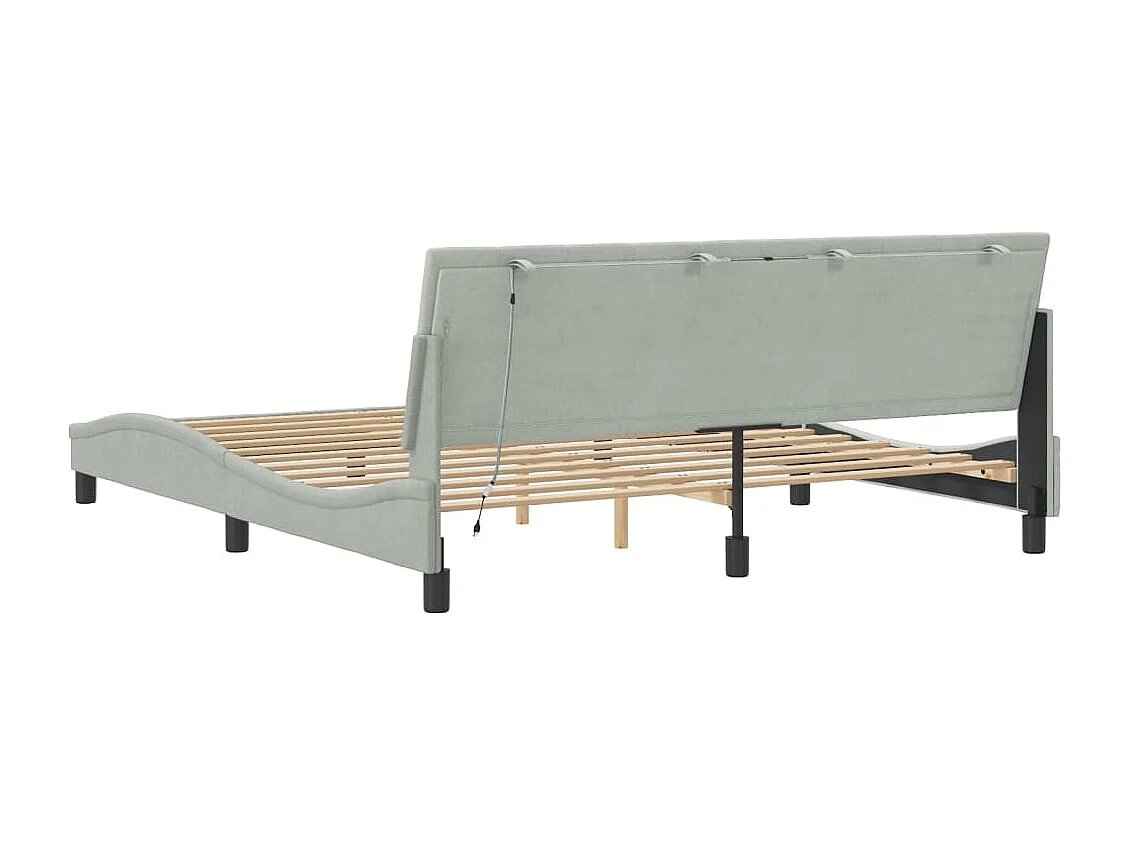 Bettgestell mit LED ohne Matratze "Hanko" Hellgrau 180x200 cm Samt