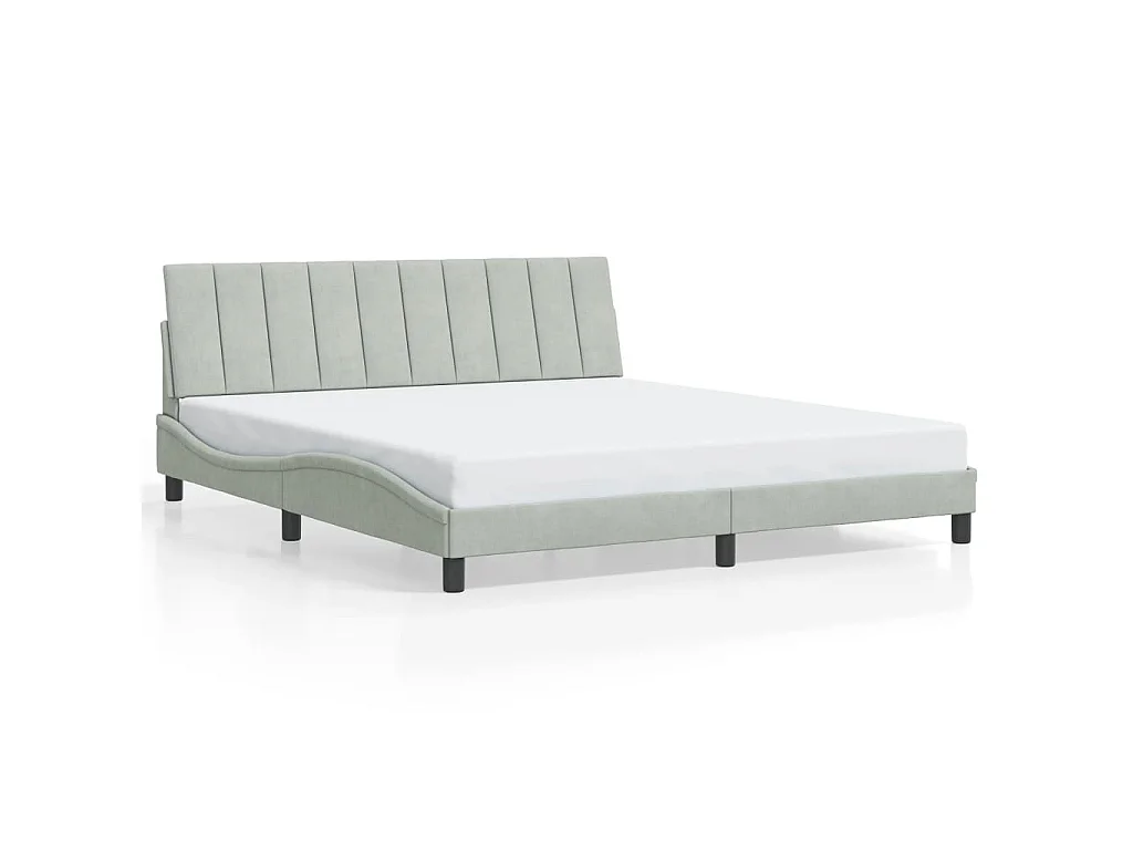Estructura de cama con LED sin colchón Hanko terciopelo gris claro 180x200 cm