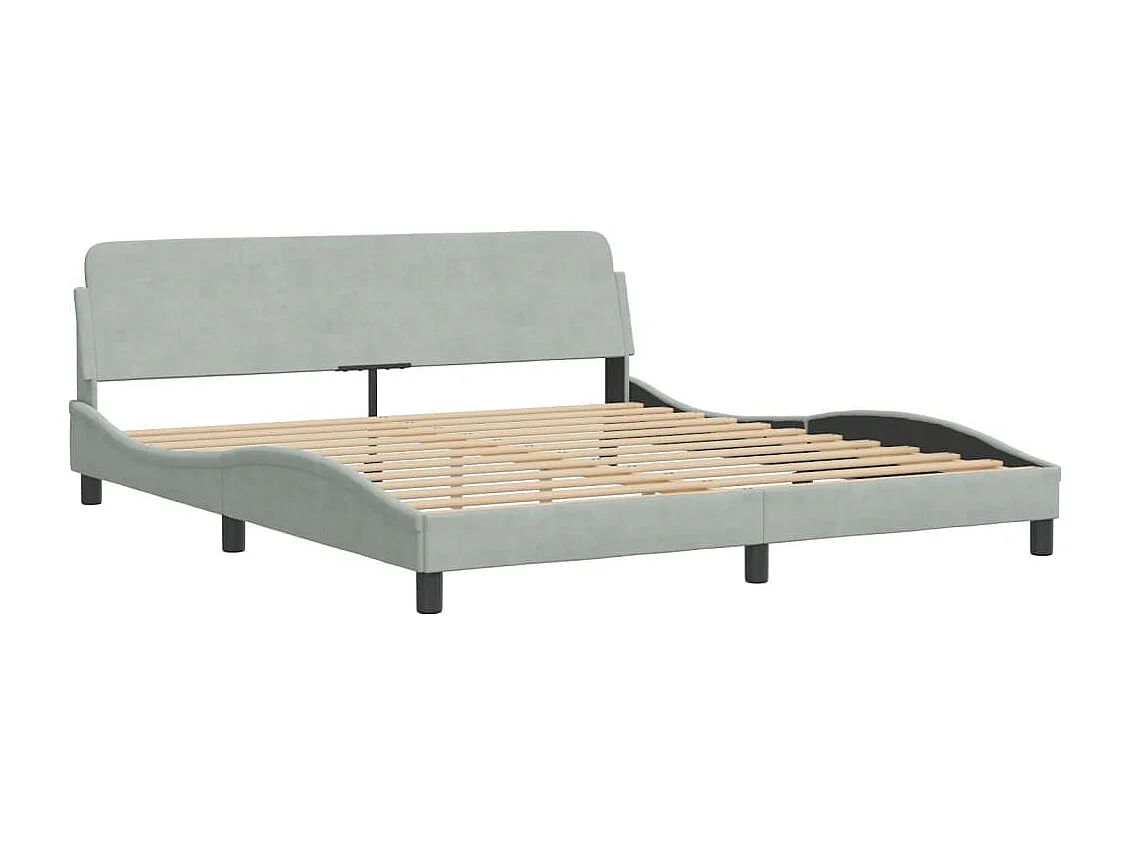 Estructura de cama con LED sin colchón Hanko terciopelo gris claro 180x200 cm
