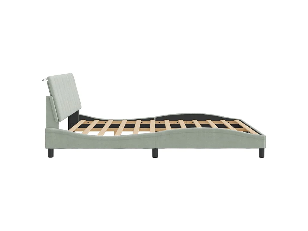 Estrutura de cama com LED sem colchão Hanko 180x200 cm veludo cinzento-claro