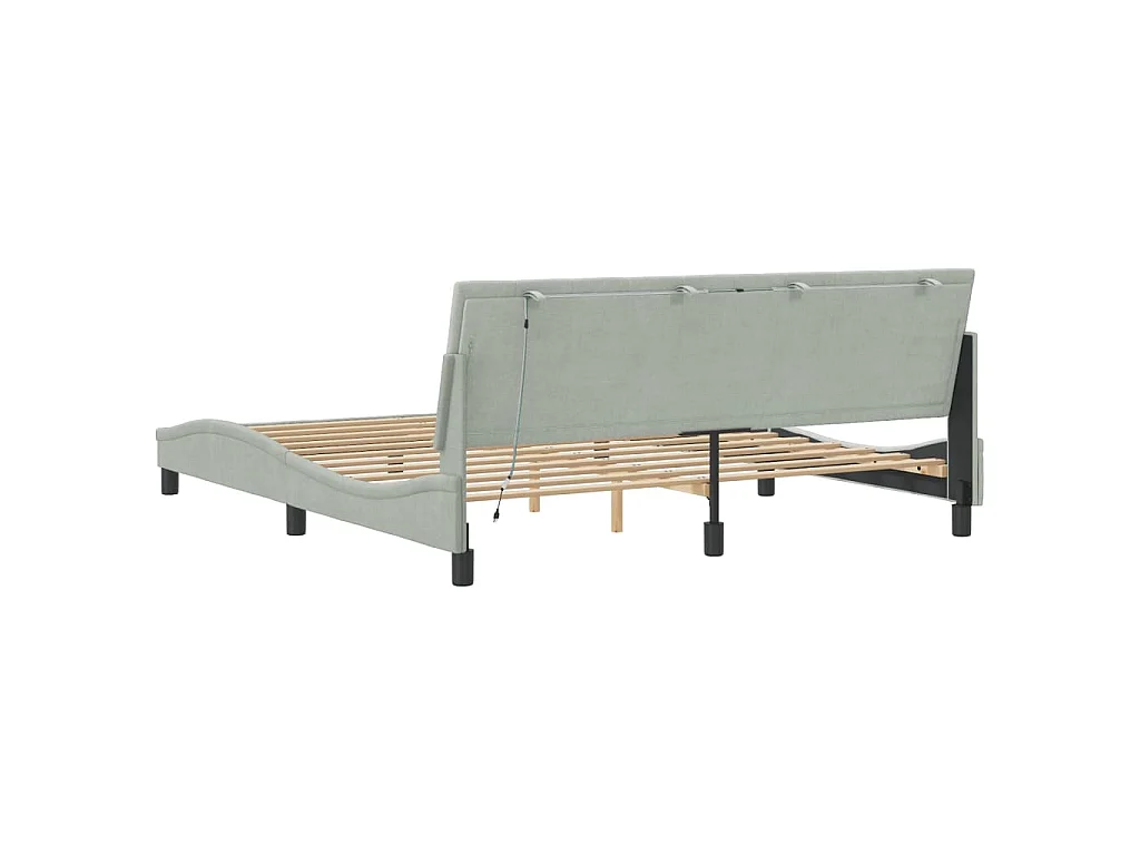 Estrutura de cama com LED sem colchão Hanko 180x200 cm veludo cinzento-claro