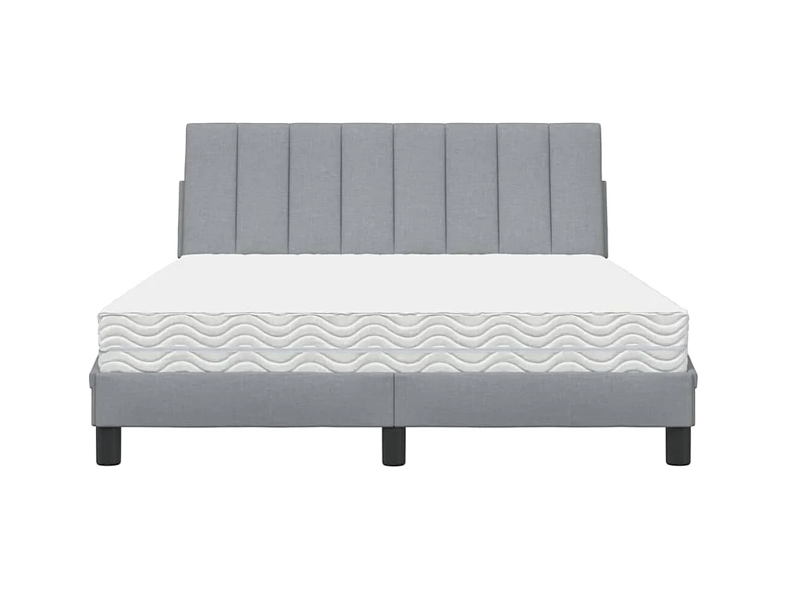 Lit avec matelas Hanko gris clair 140x190 cm tissu