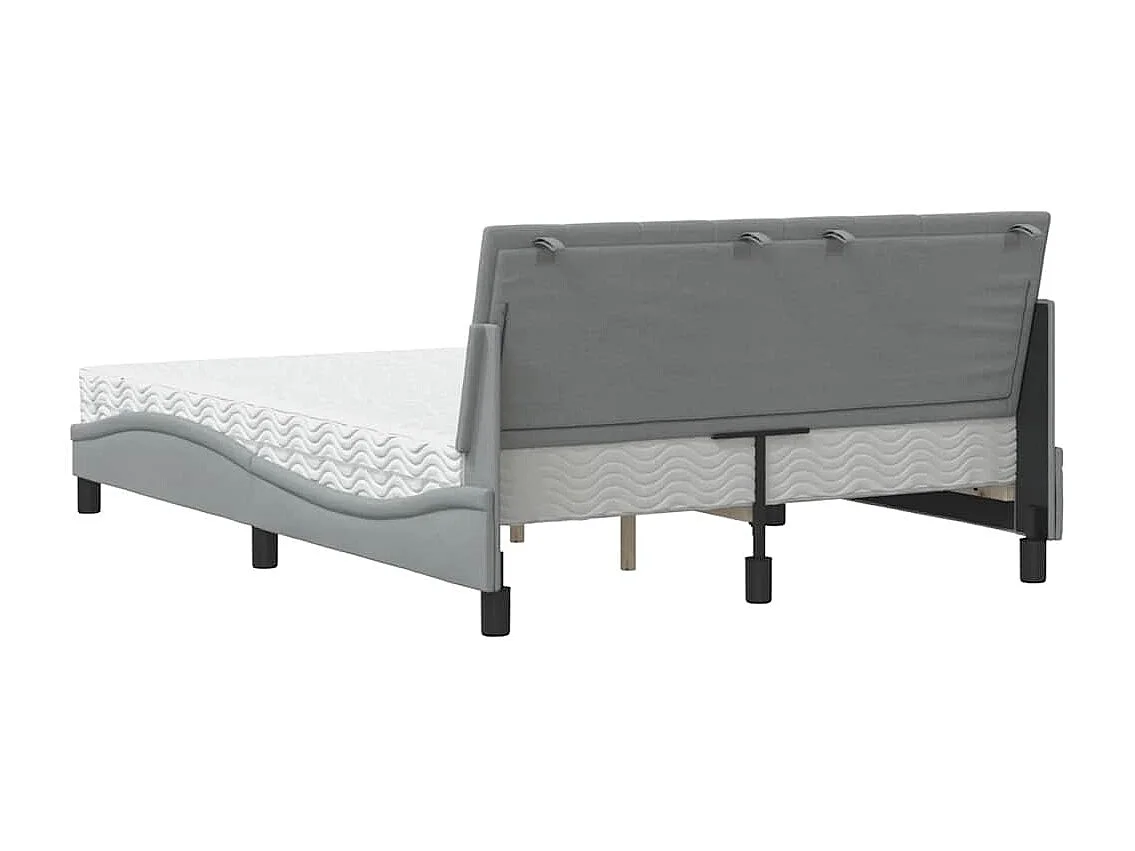 Lit avec matelas Hanko gris clair 140x190 cm tissu
