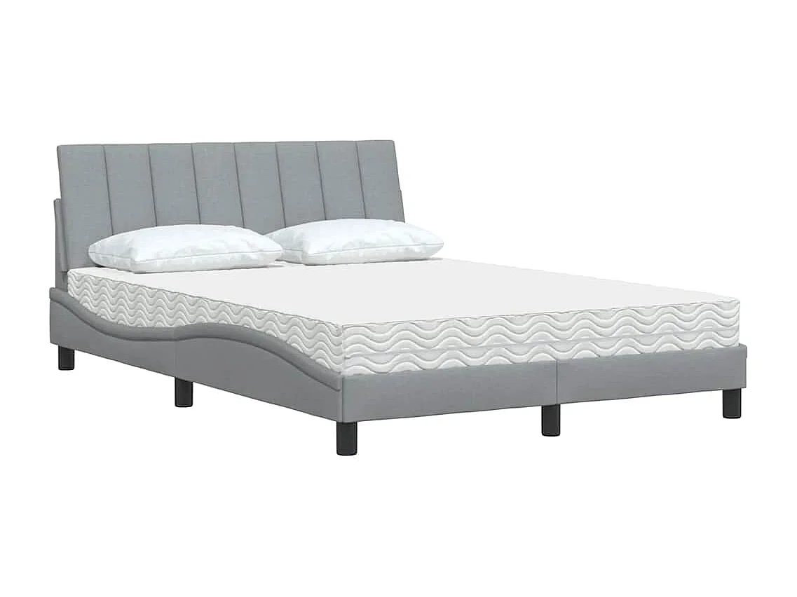 Bed met matras "Hanko" stof lichtgrijs 140x190 cm