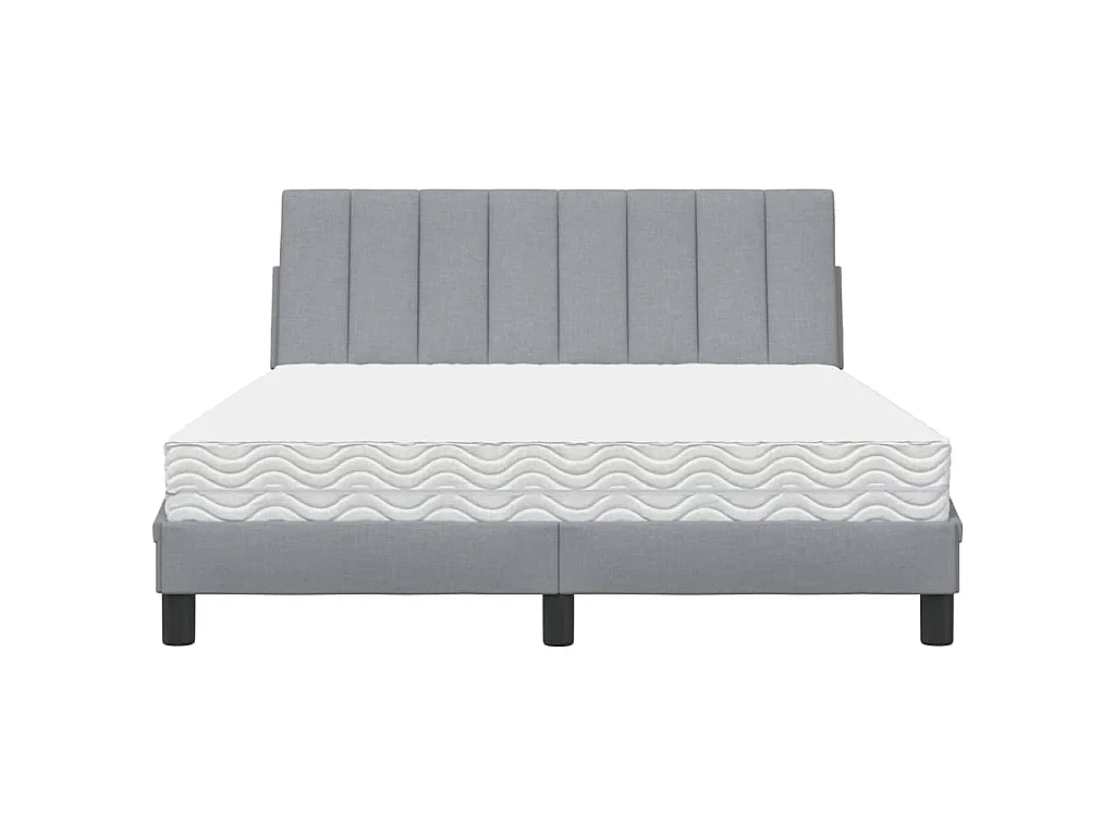 Lit avec matelas Hanko gris clair 140x190 cm tissu