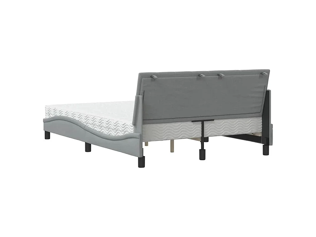Lit avec matelas Hanko gris clair 140x190 cm tissu