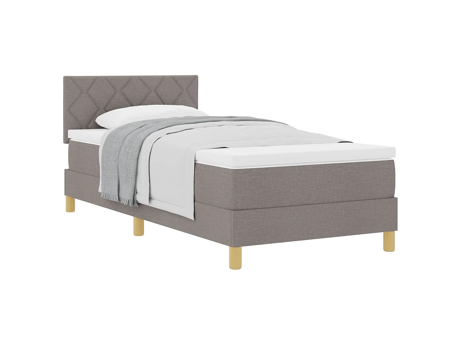 Boxspringbed met kussen met hoofdeinde Taupe 90 x 200 cm Stof