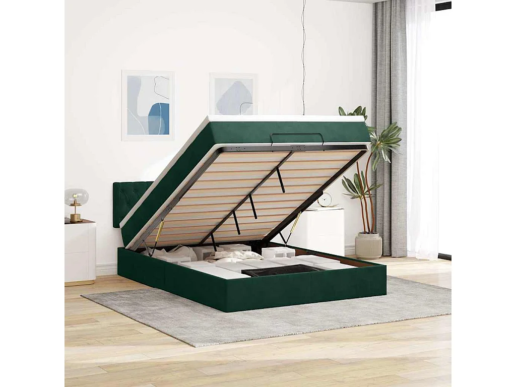 Struttura Letto Pouf con Materasso 140x200 cm in Velluto