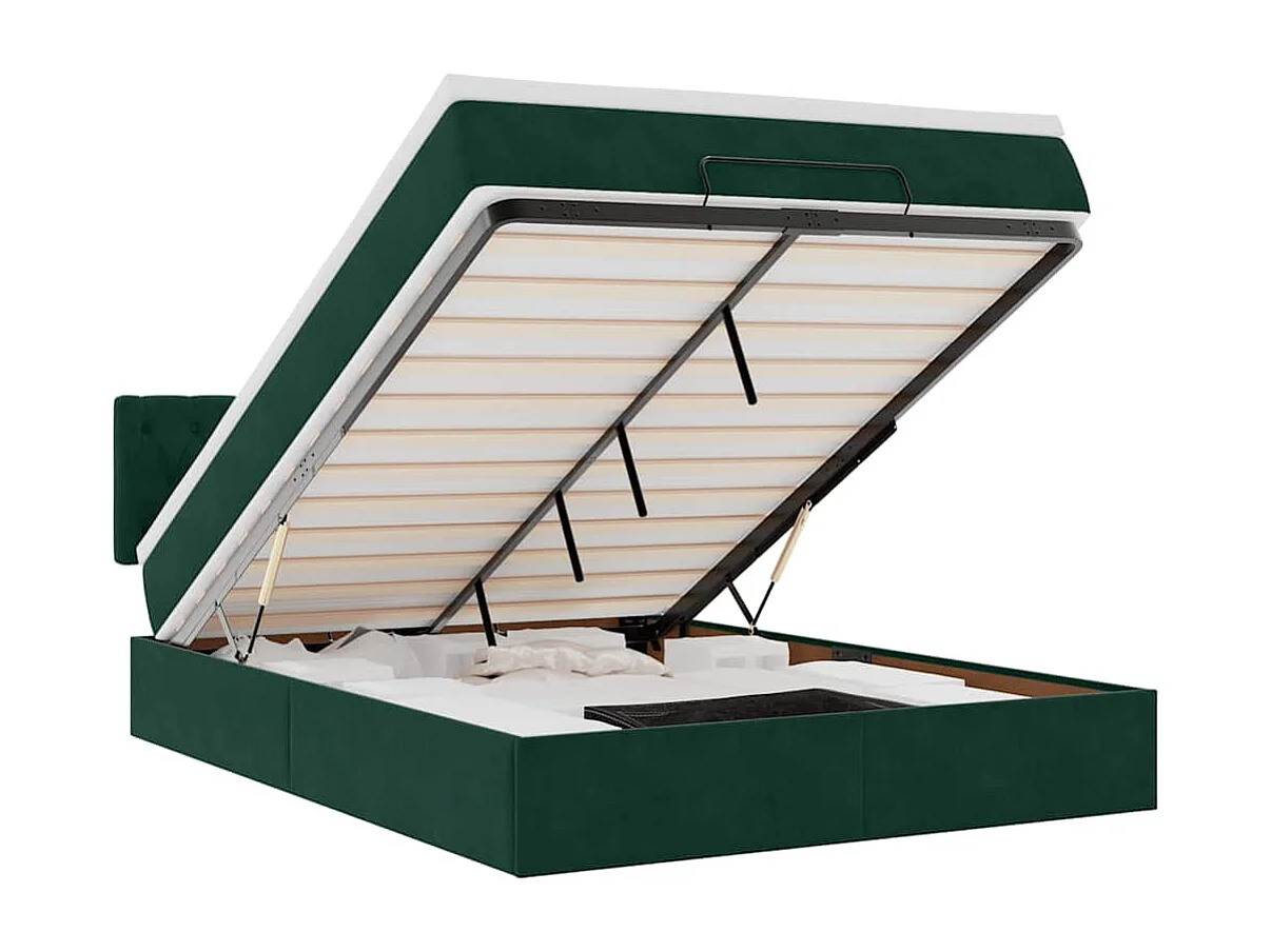 Struttura Letto Pouf con Materasso 140x200 cm in Velluto