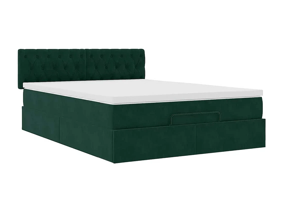 Struttura Letto Pouf con Materasso 140x200 cm in Velluto