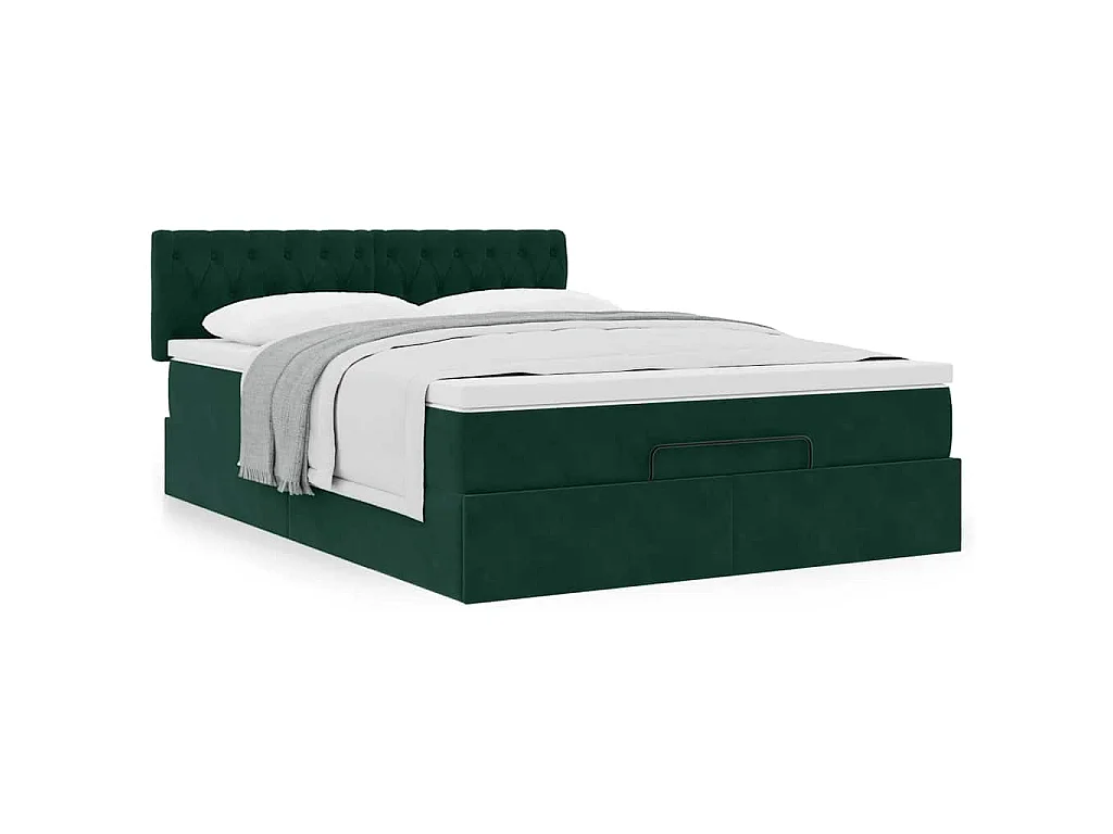 Estructura de cama otomana con colchón verde oscuro 140x200 cm