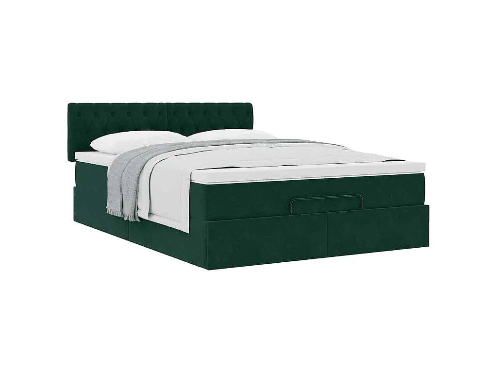 Estructura de cama otomana con colchón verde oscuro 140x200 cm
