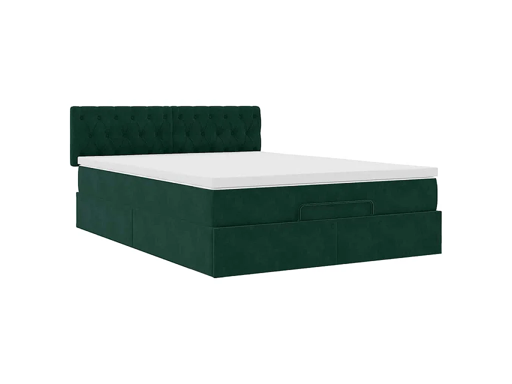 Estructura de cama otomana con colchón verde oscuro 140x200 cm