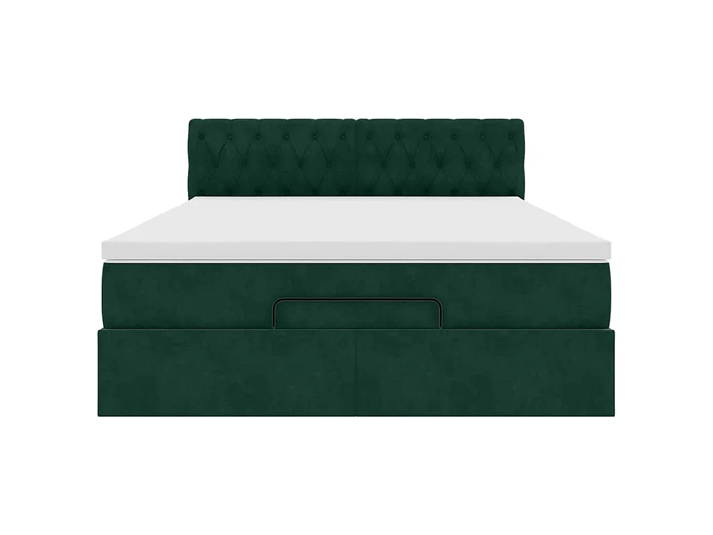 Estructura de cama otomana con colchón verde oscuro 140x200 cm
