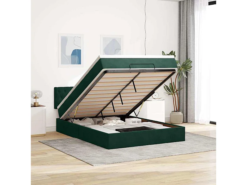 Struttura Letto Pouf con Materasso 140x200 cm in Velluto