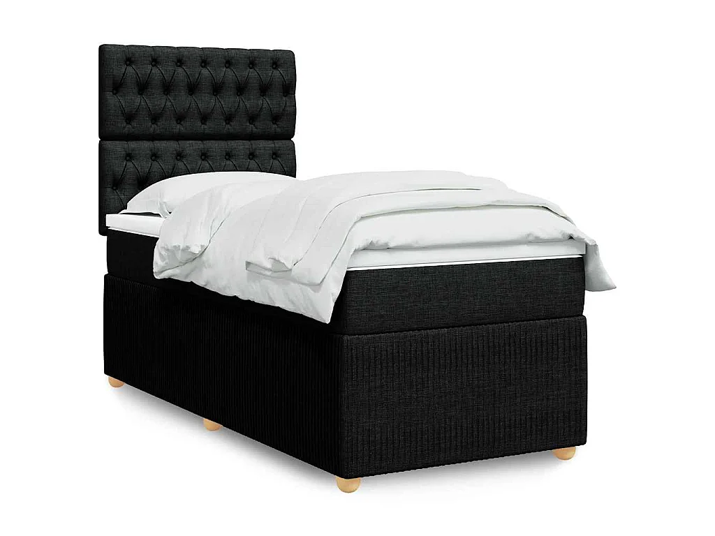 Boxspringbett mit Matratze Schwarz 90x190 cm Stoff
