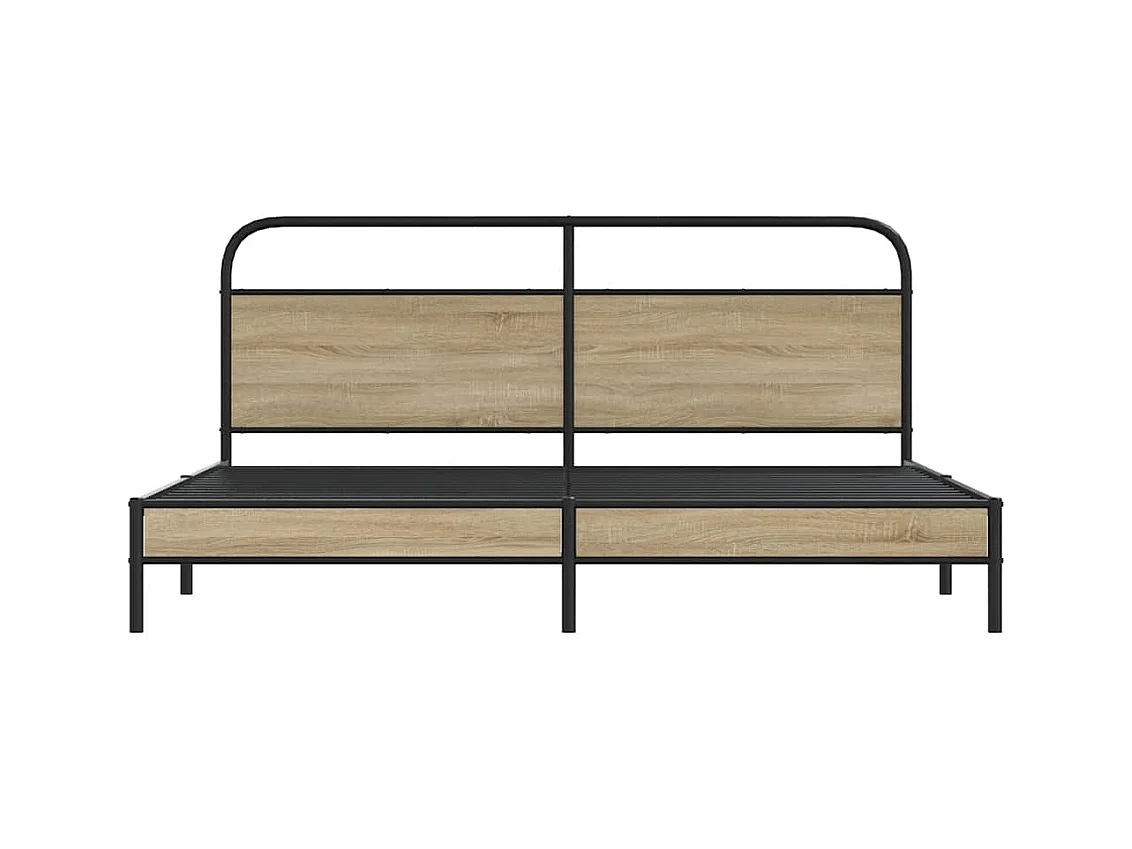 Cadre de lit en métal sans matelas chêne fumé 180x200 cm