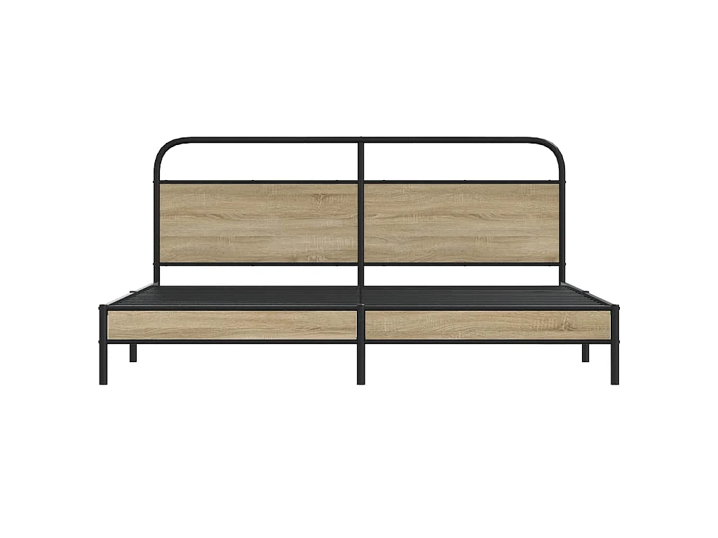 Cadre de lit en métal sans matelas chêne fumé 180x200 cm